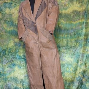 Brown Leather Long Coat